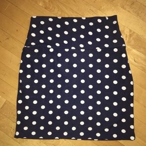 Navy Blue Polka Dot Mini Skirt